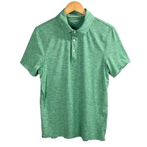 J Crew Performance Golf Polo Shirt Mens Medium Green Heathered Preppy Athleisure